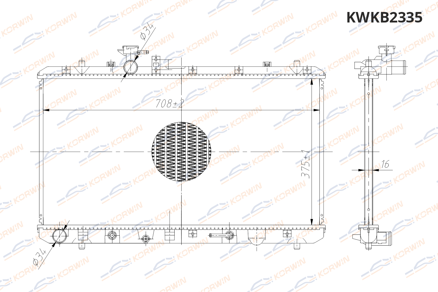 Радиатор охлаждения двигателя KORWIN KWKB2335