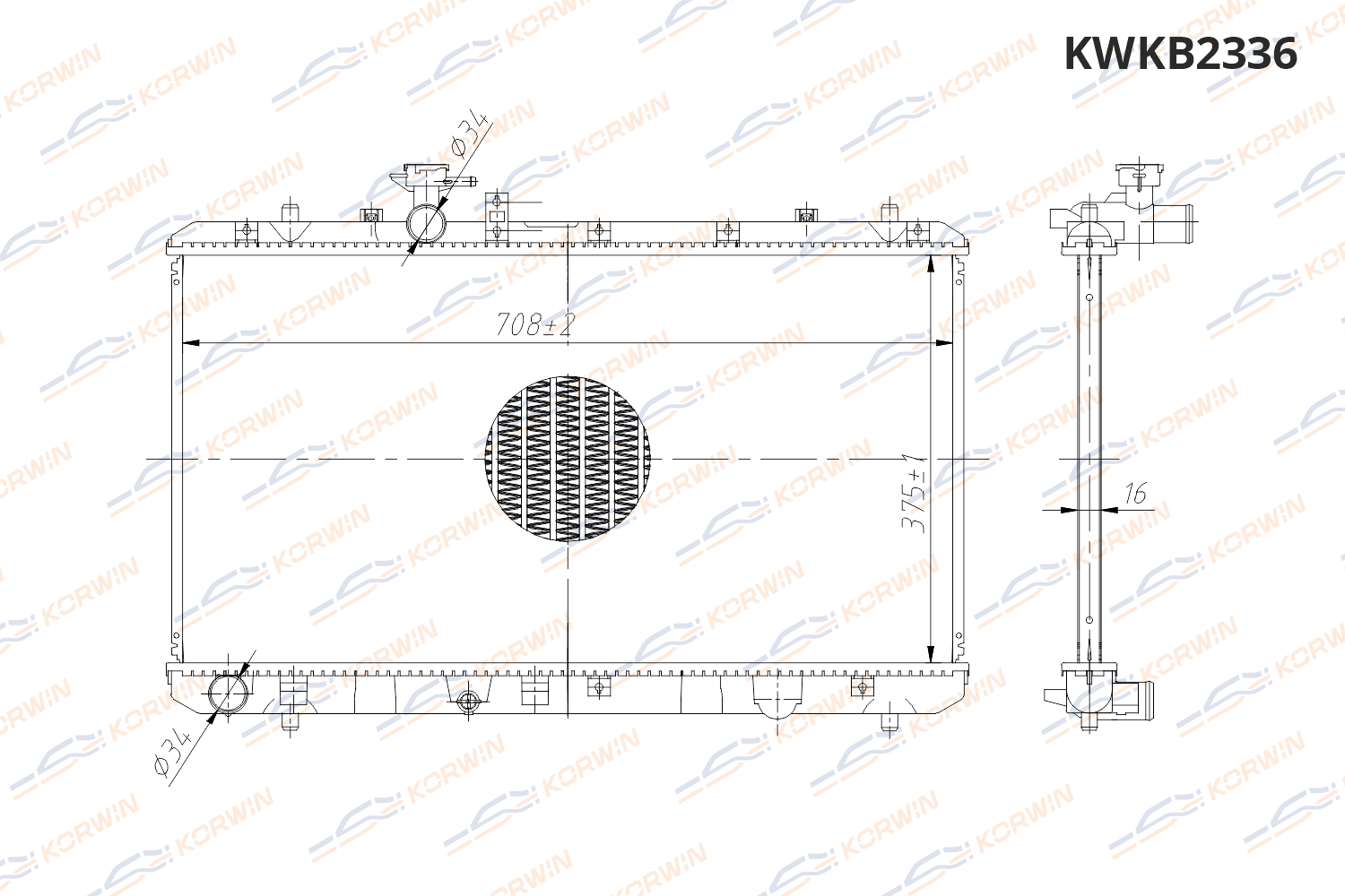 Радиатор охлаждения двигателя KORWIN KWKB2336