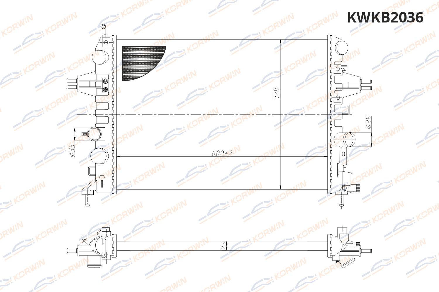Радиатор охлаждения двигателя KORWIN KWKB2036