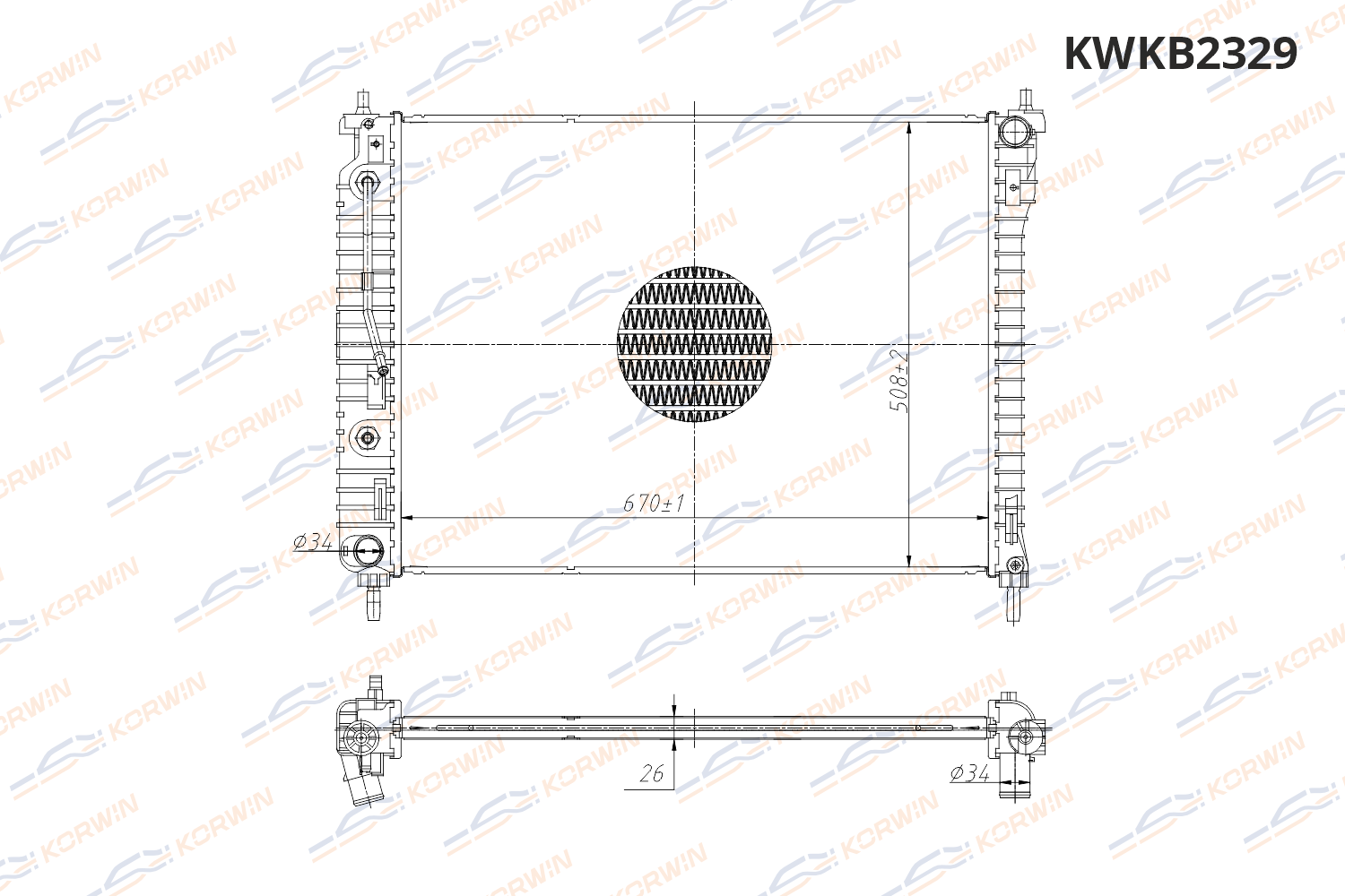Радиатор охлаждения двигателя KORWIN KWKB2329