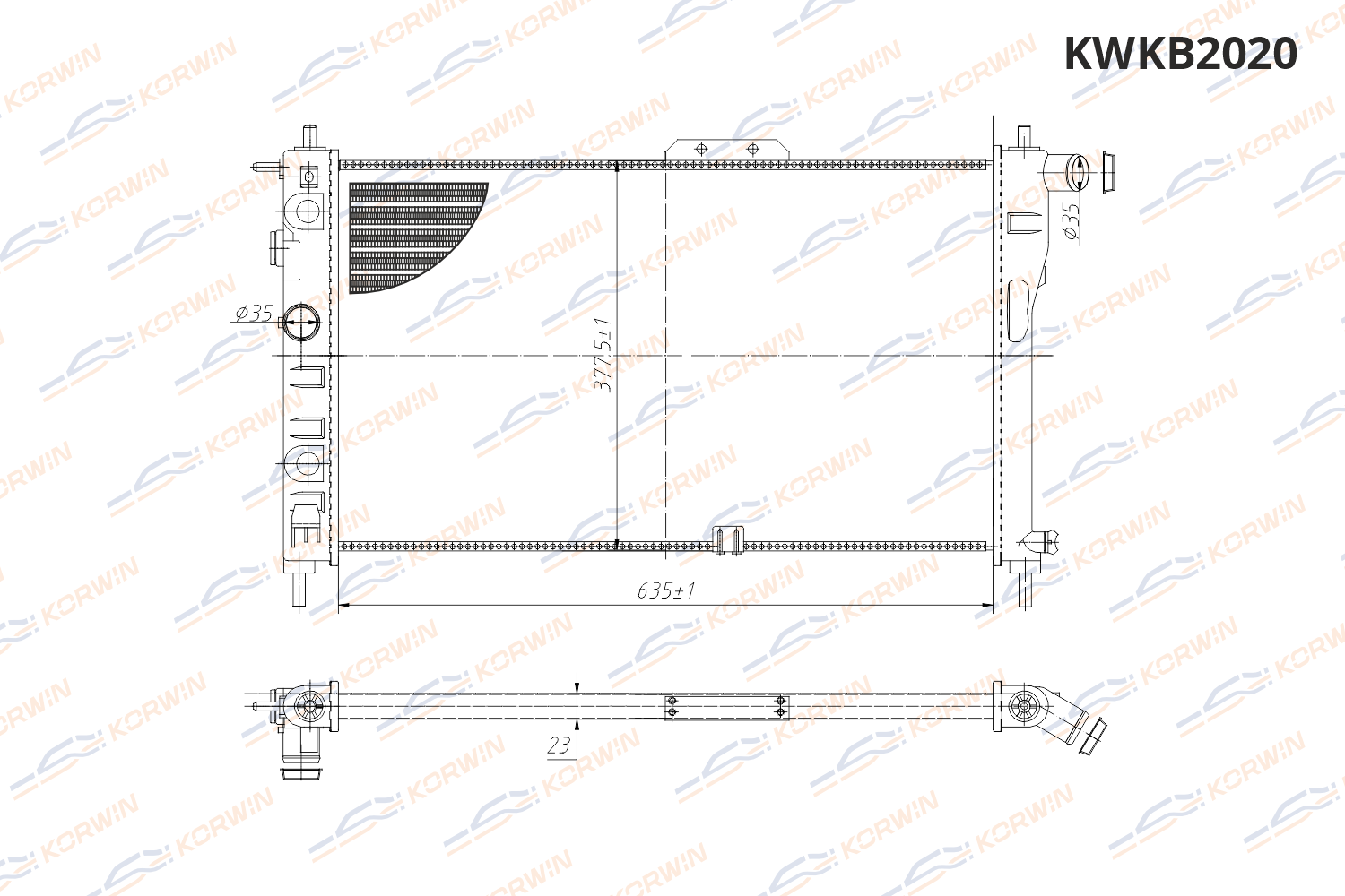 Радиатор охлаждения двигателя KORWIN KWKB2020