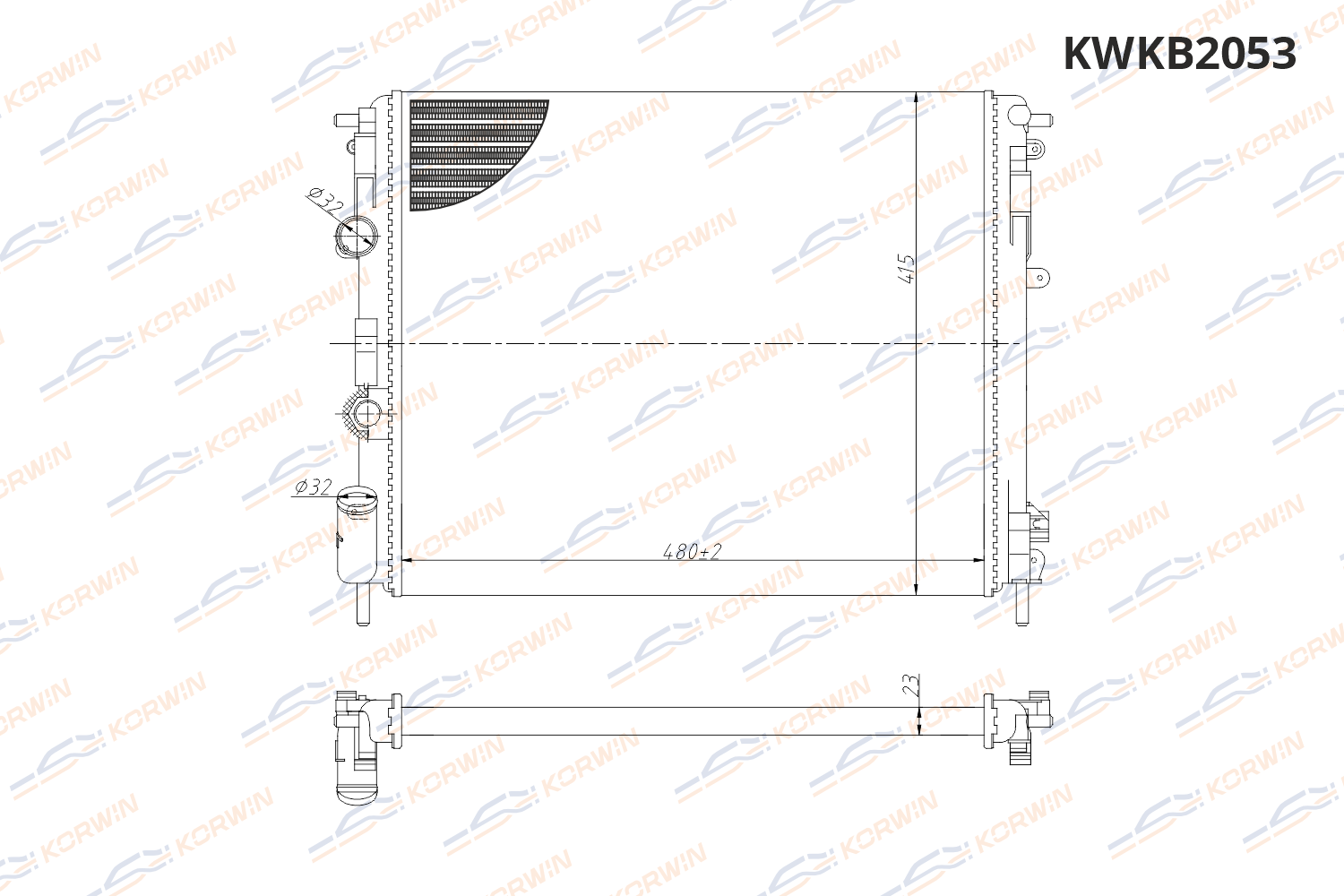 Радиатор охлаждения двигателя KORWIN KWKB2053