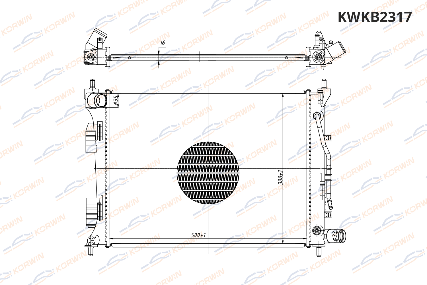 Радиатор охлаждения двигателя KORWIN KWKB2317