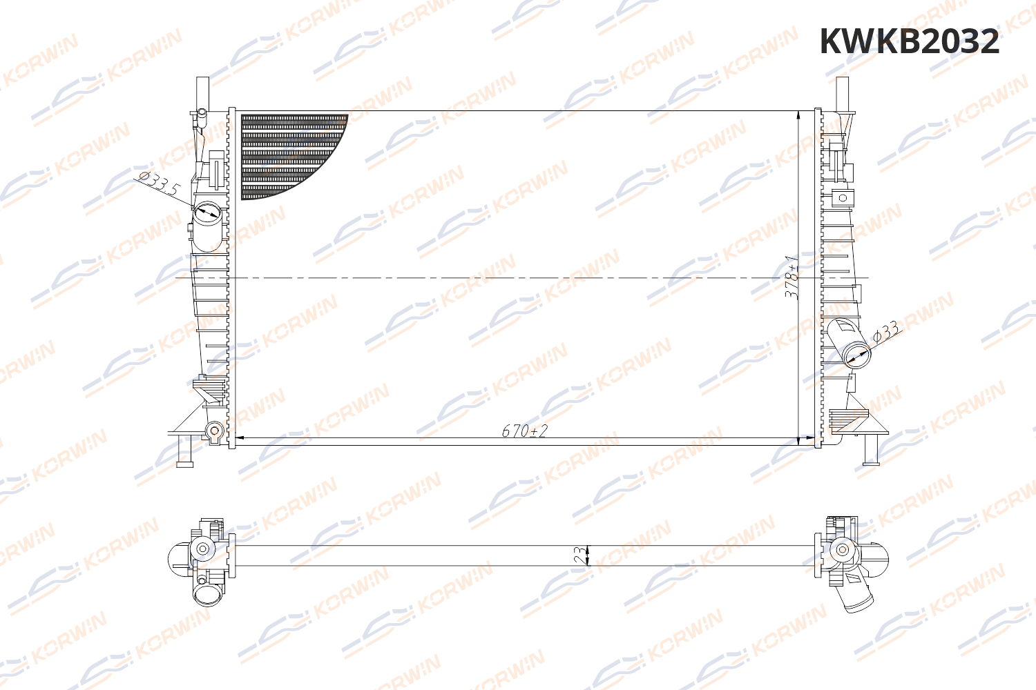 Радиатор охлаждения двигателя KORWIN KWKB2032