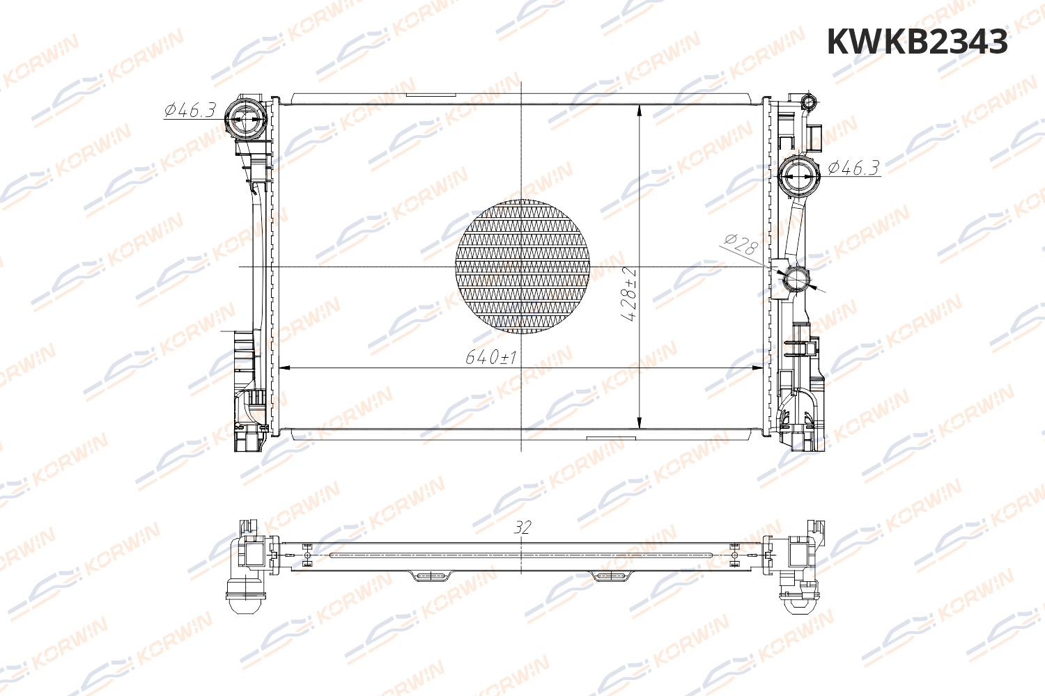 Радиатор охлаждения двигателя KORWIN KWKB2343