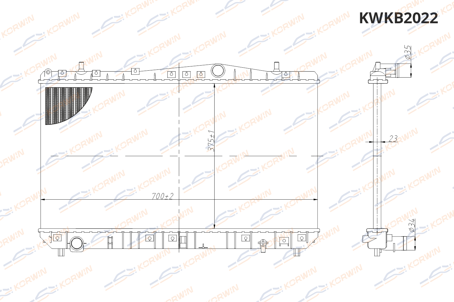 Радиатор охлаждения двигателя KORWIN KWKB2022