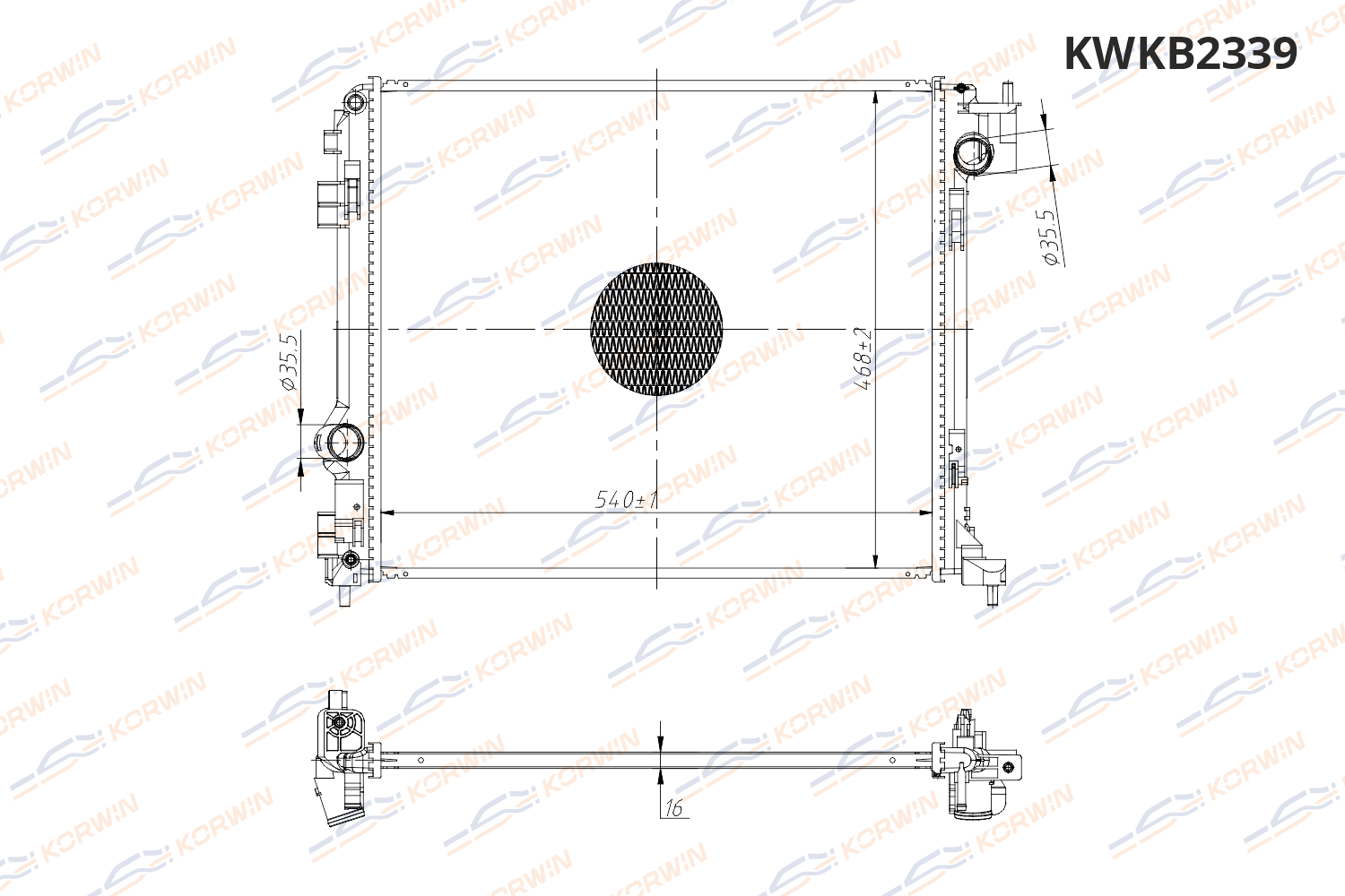 Радиатор охлаждения двигателя KORWIN KWKB2339
