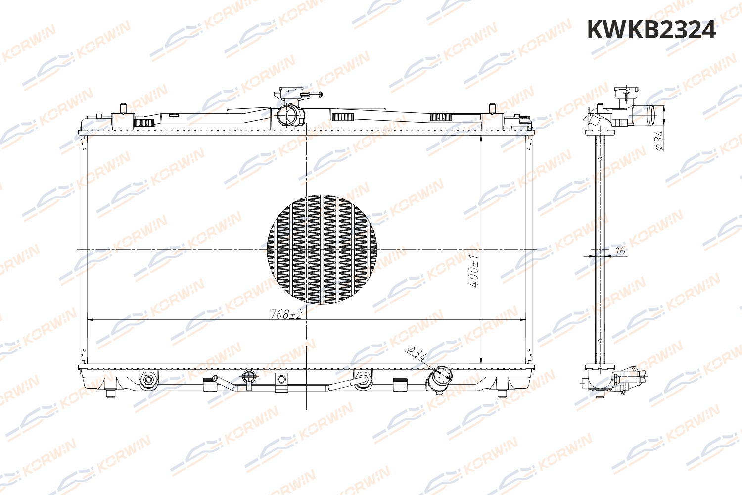 Радиатор охлаждения двигателя KORWIN KWKB2324