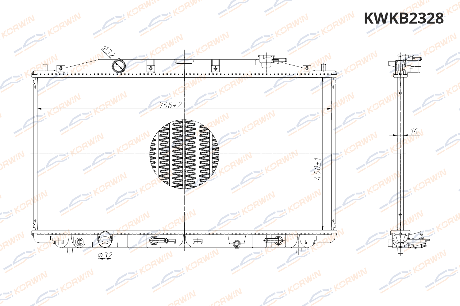 Радиатор охлаждения двигателя KORWIN KWKB2328