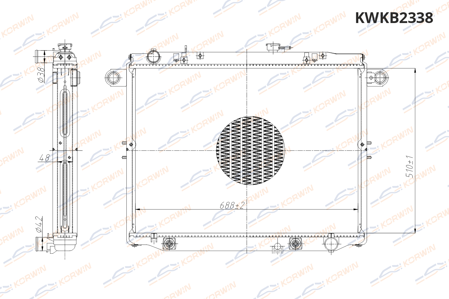 Радиатор охлаждения двигателя KORWIN KWKB2338