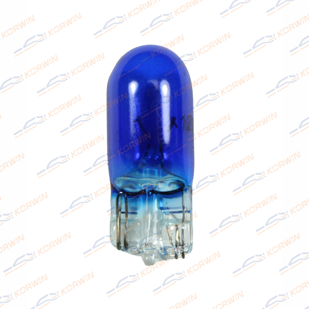 Лампа накаливания (W5W (T10) 12V 5W W2,1x9,5d BLUE) (уп. 10 шт.) KORWIN KWYN0003