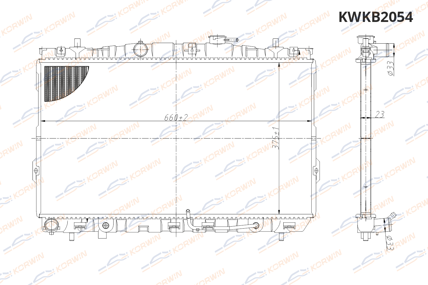 Радиатор охлаждения двигателя KORWIN KWKB2054