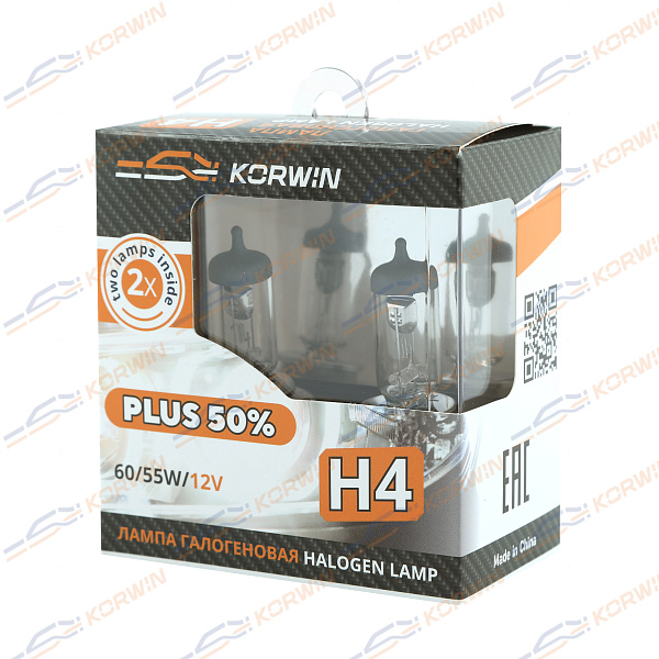 лампа галогенная (h4 12v 60/55w p43t plus 50% ) korwin kwyn0054 оптом от производителя по низким ценам