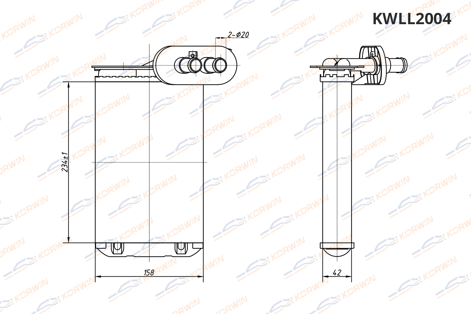 Радиатор отопителя KORWIN KWLL2004