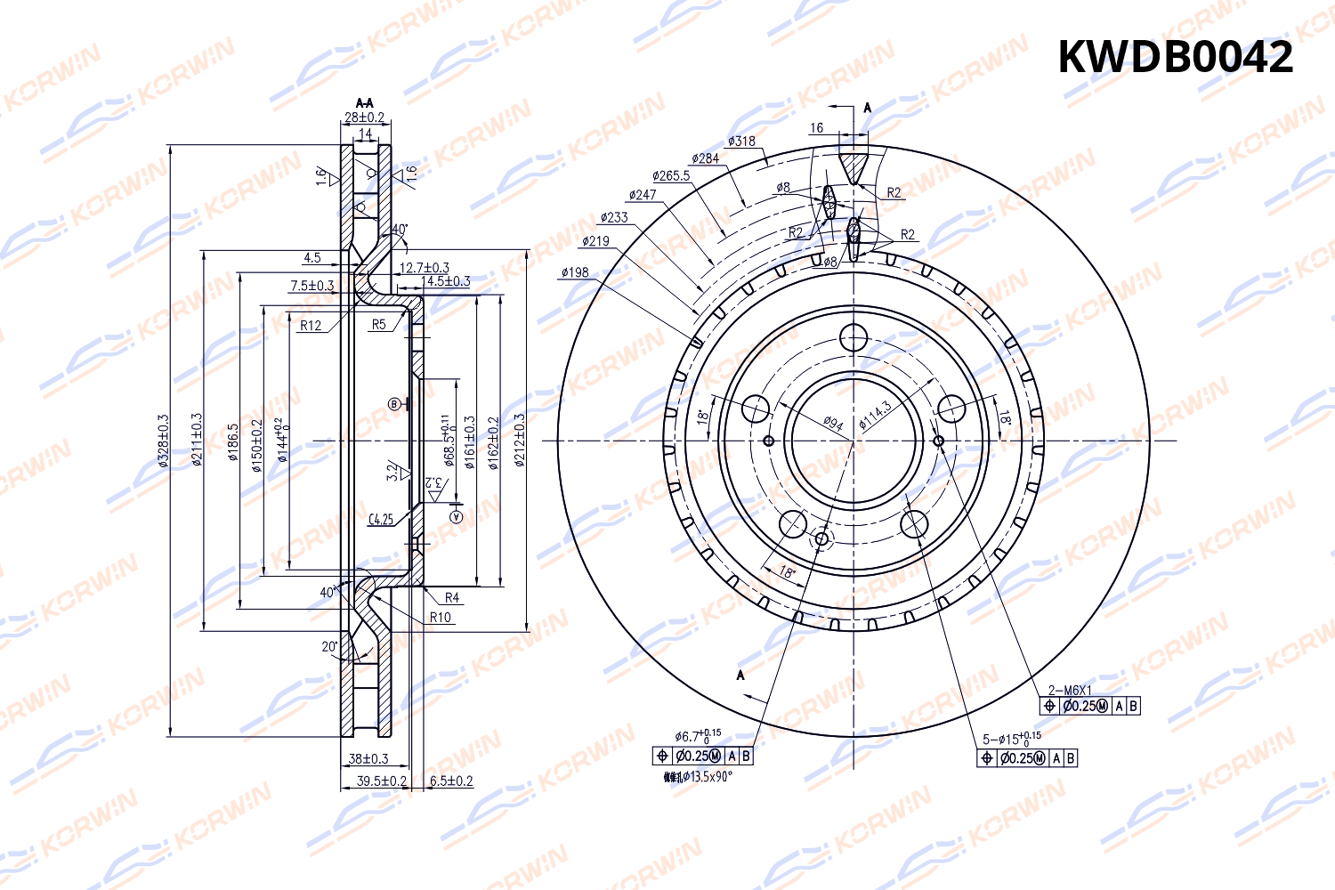 Диск тормозной KORWIN передний KWDB0042
