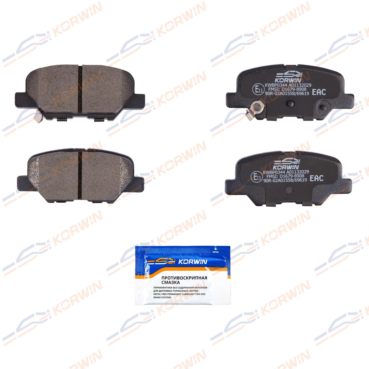 Колодки тормозные дисковые KORWIN KWBP0344
