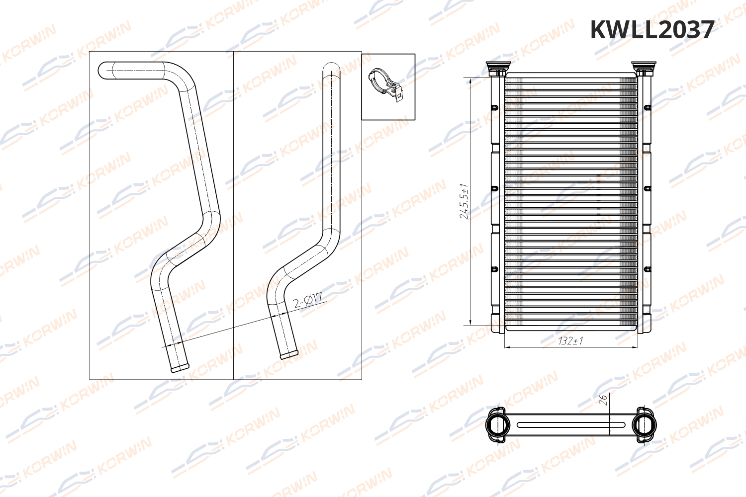 Радиатор отопителя KORWIN KWLL2037