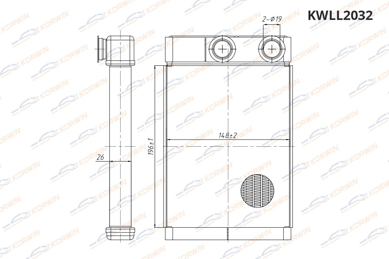 Радиатор отопителя KORWIN KWLL2032