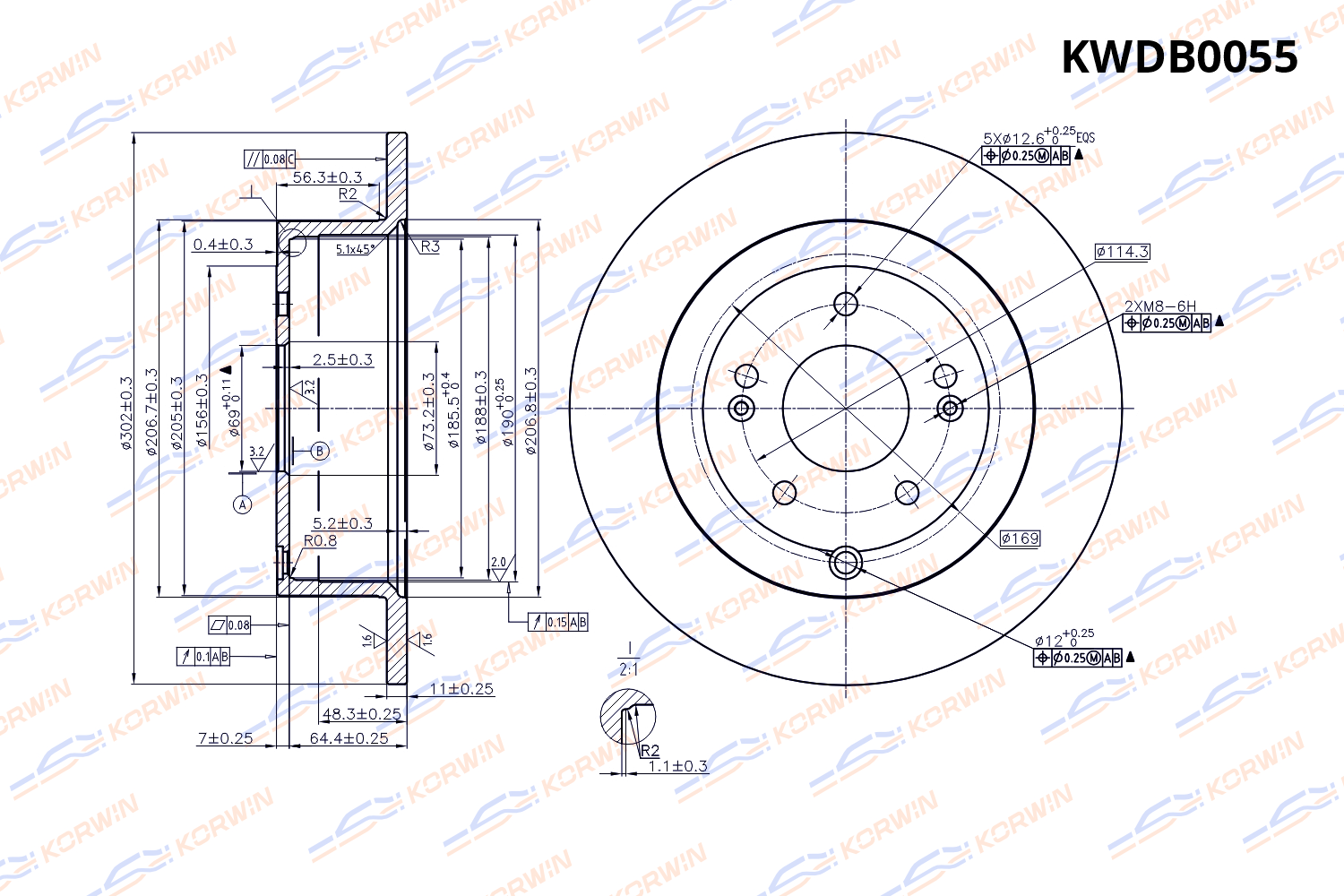Диск тормозной KORWIN задний KWDB0055