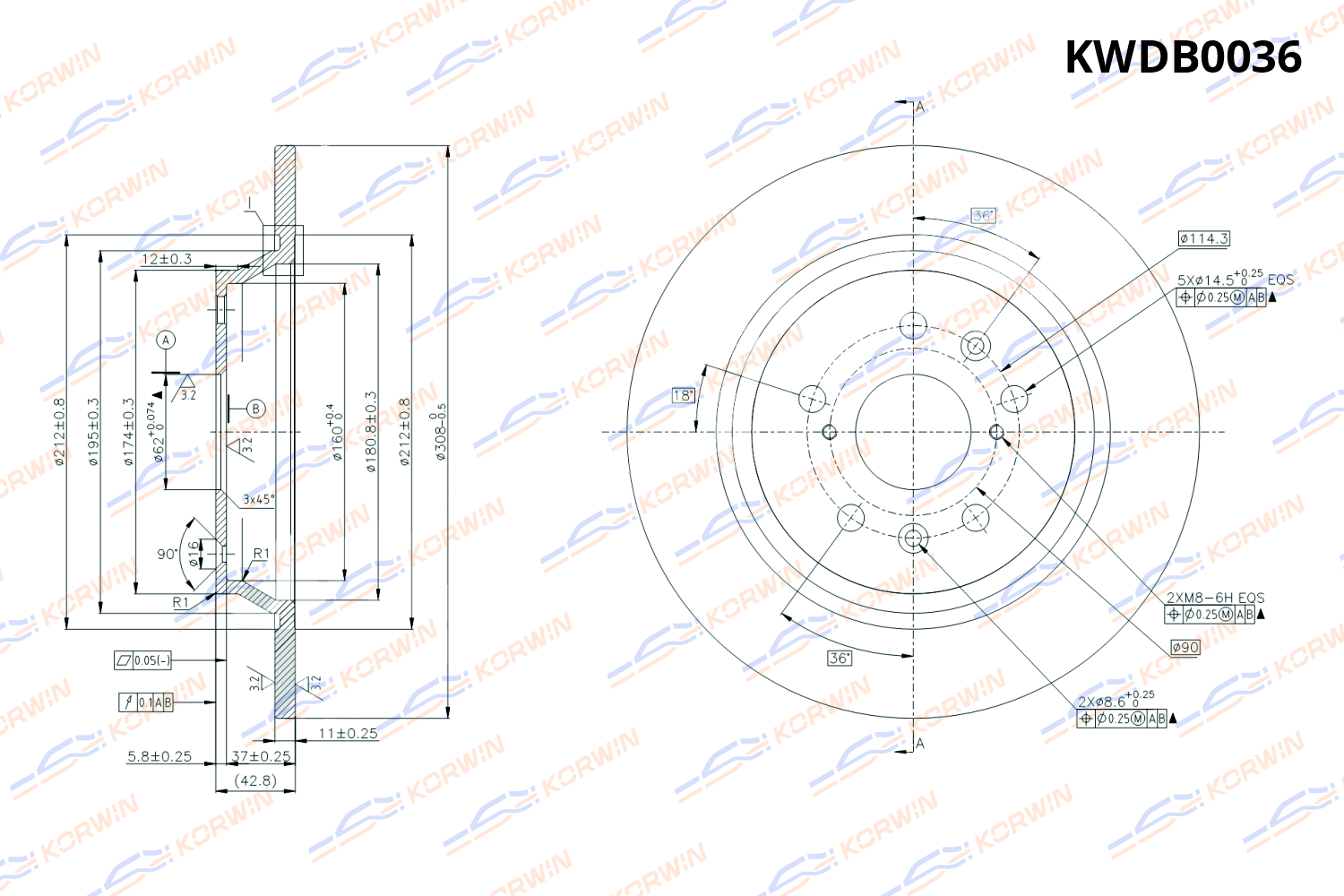 Диск тормозной KORWIN задний KWDB0036