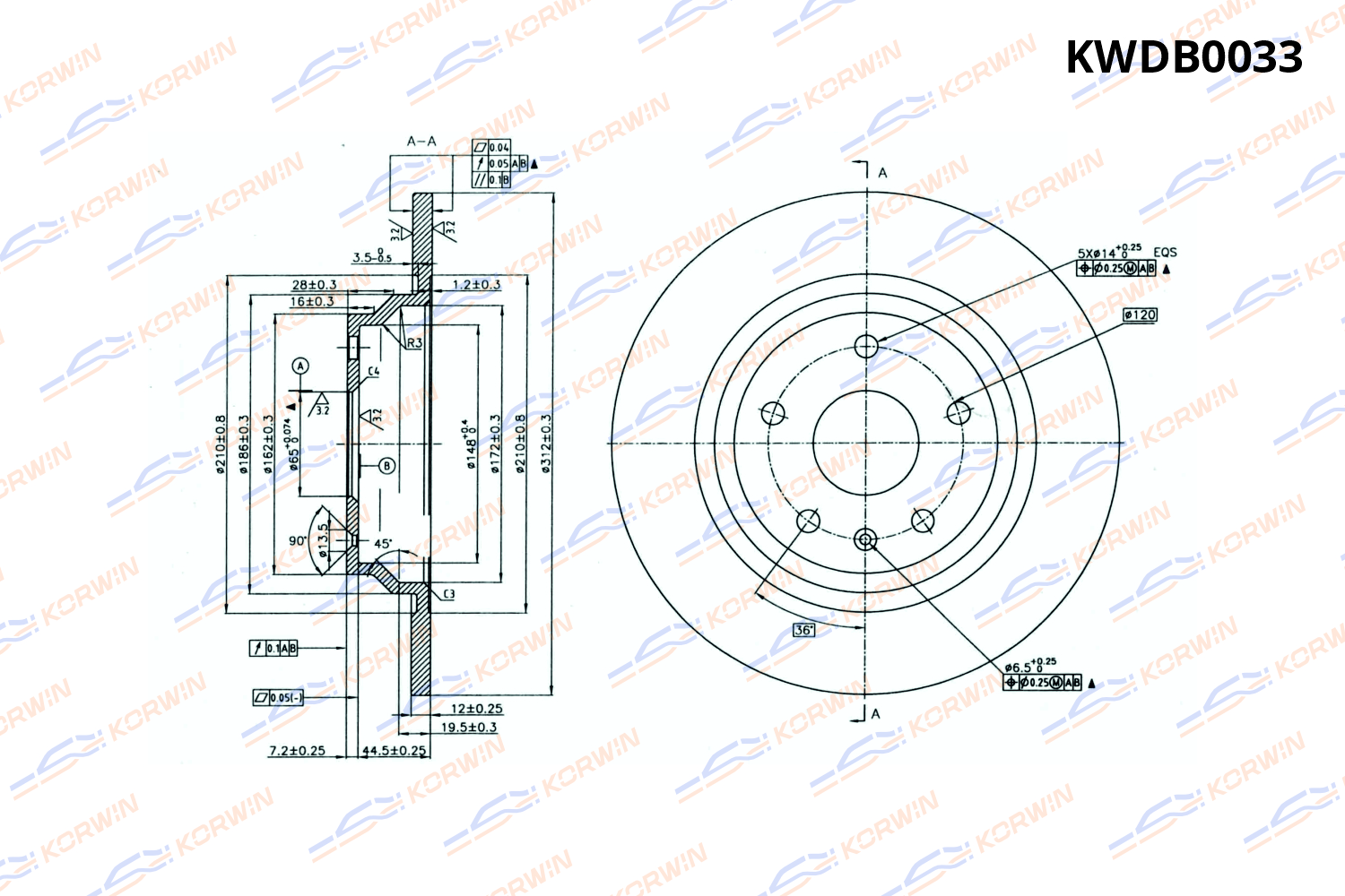 Диск тормозной KORWIN задний KWDB0033