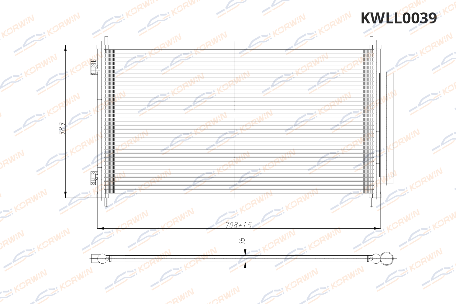 Радиатор кондиционера KORWIN KWLL0039