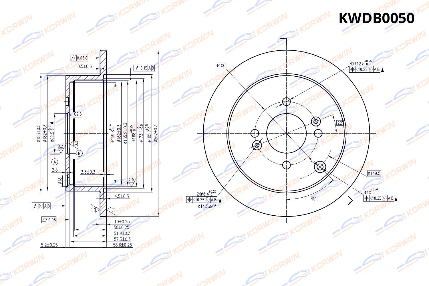 Диск тормозной KORWIN задний KWDB0050