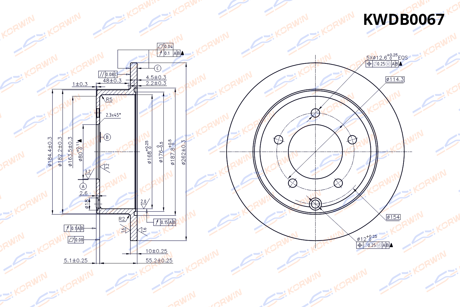 Диск тормозной KORWIN задний KWDB0067