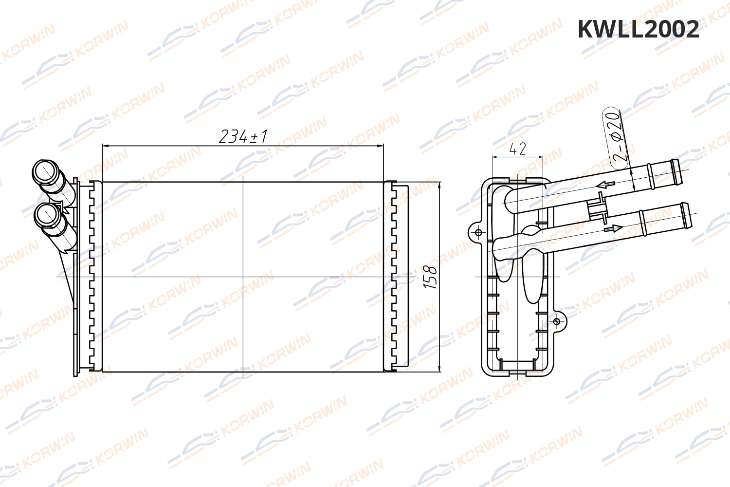 Радиатор отопителя KORWIN KWLL2002