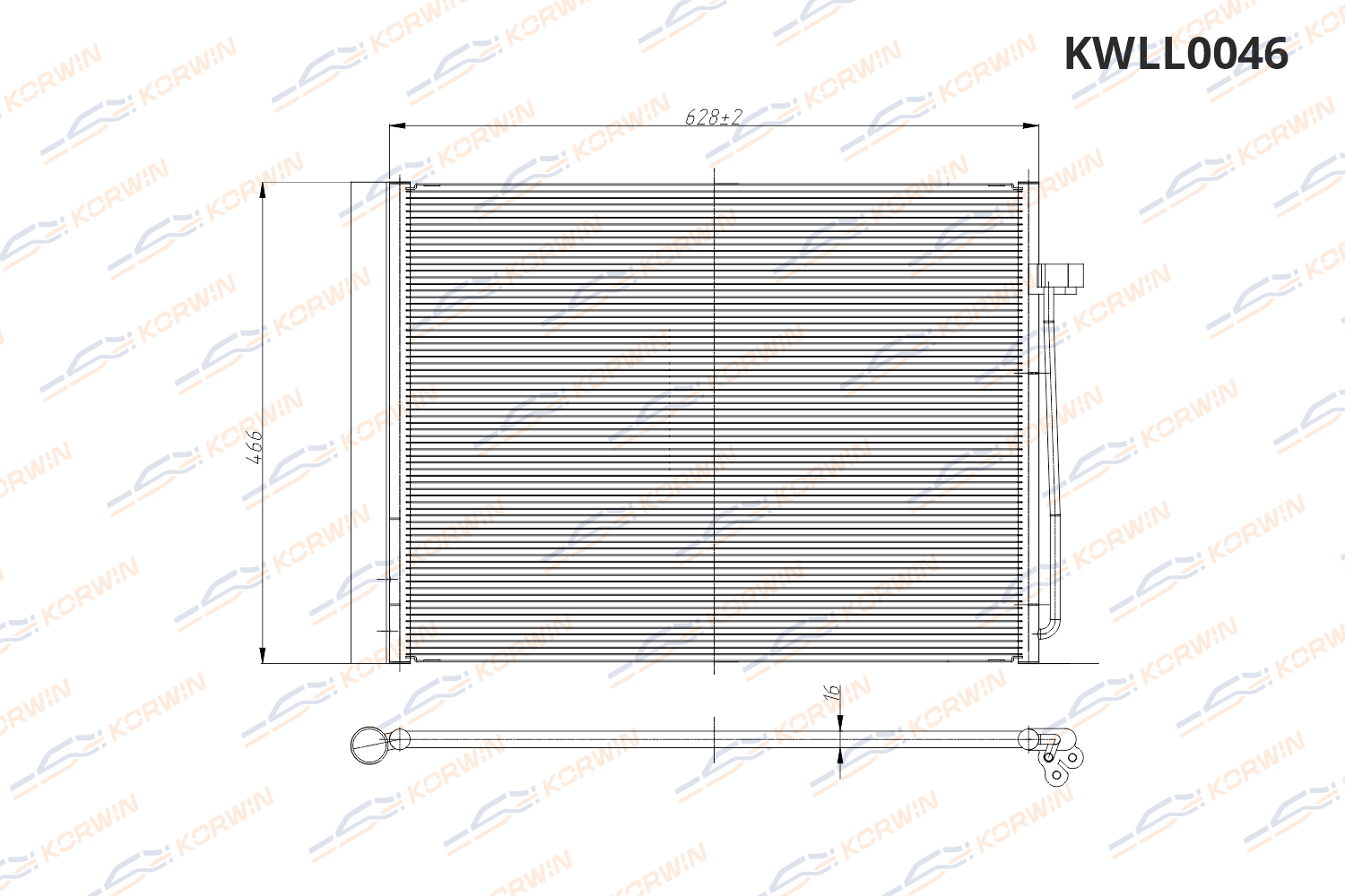 Радиатор кондиционера KORWIN KWLL0046