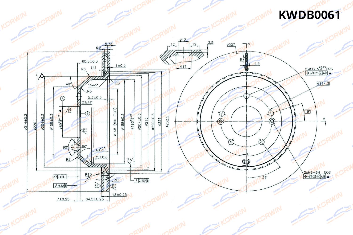Диск тормозной KORWIN задний KWDB0061
