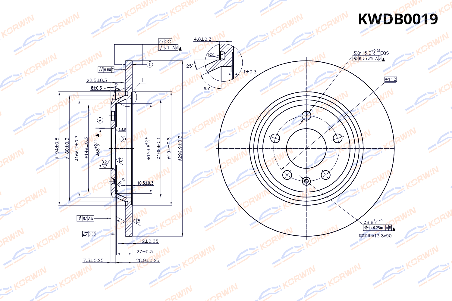 Диск тормозной KORWIN задний KWDB0019
