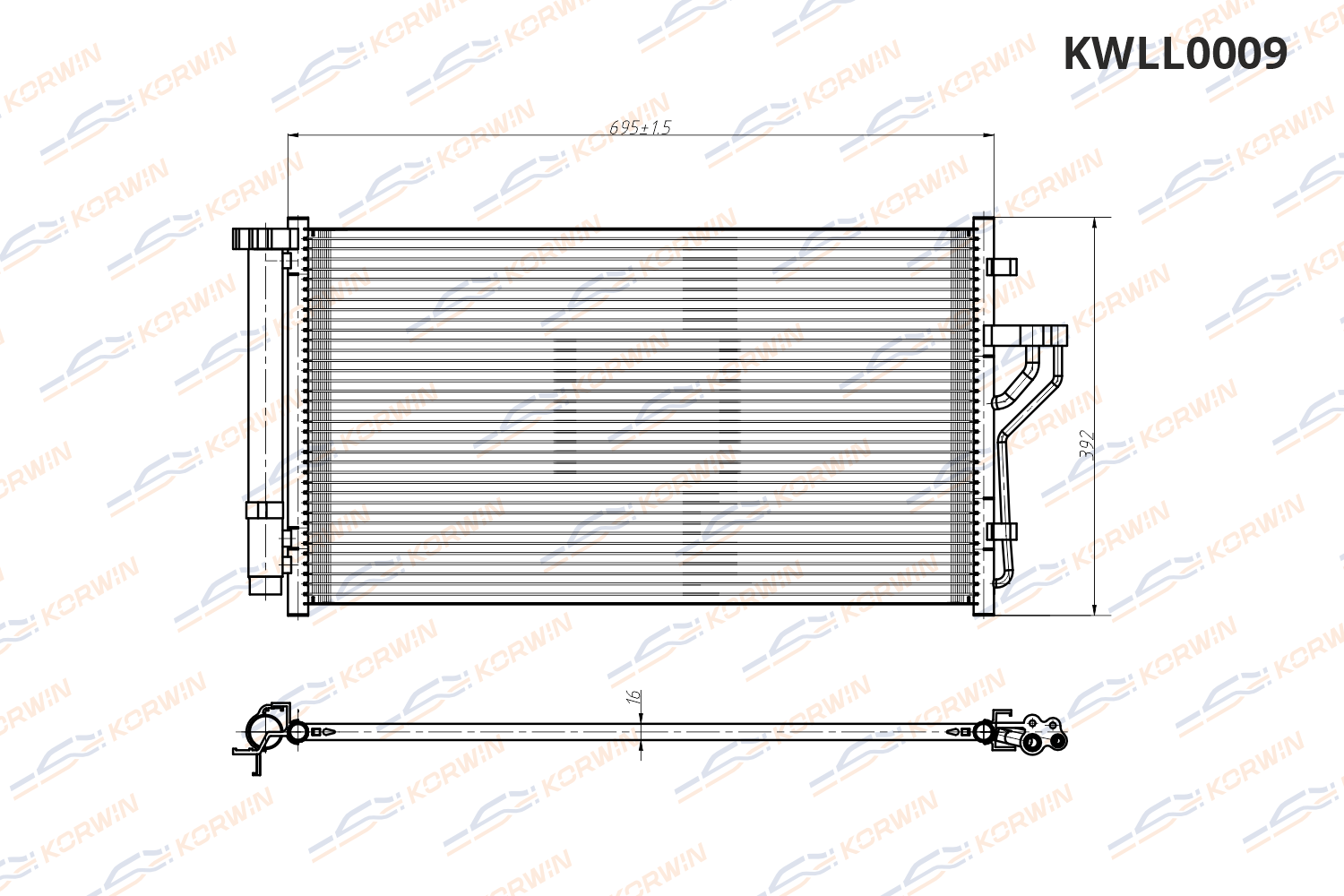 Радиатор кондиционера KORWIN KWLL0009