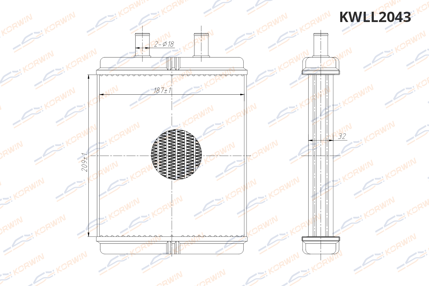 Радиатор отопителя KORWIN KWLL2043