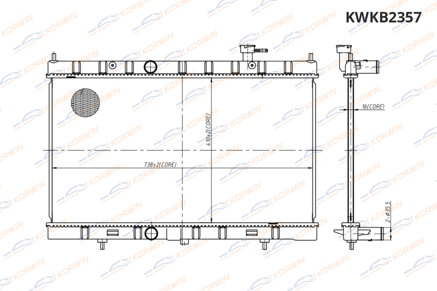 Радиатор охлаждения двигателя KORWIN KWKB2357