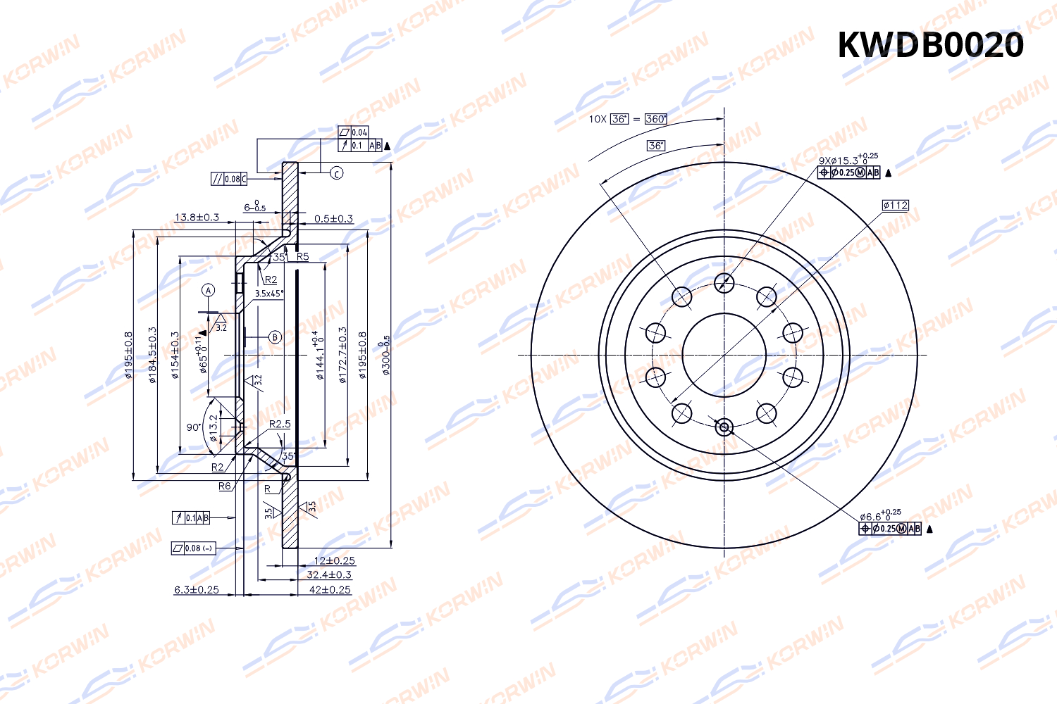 Диск тормозной KORWIN задний KWDB0020