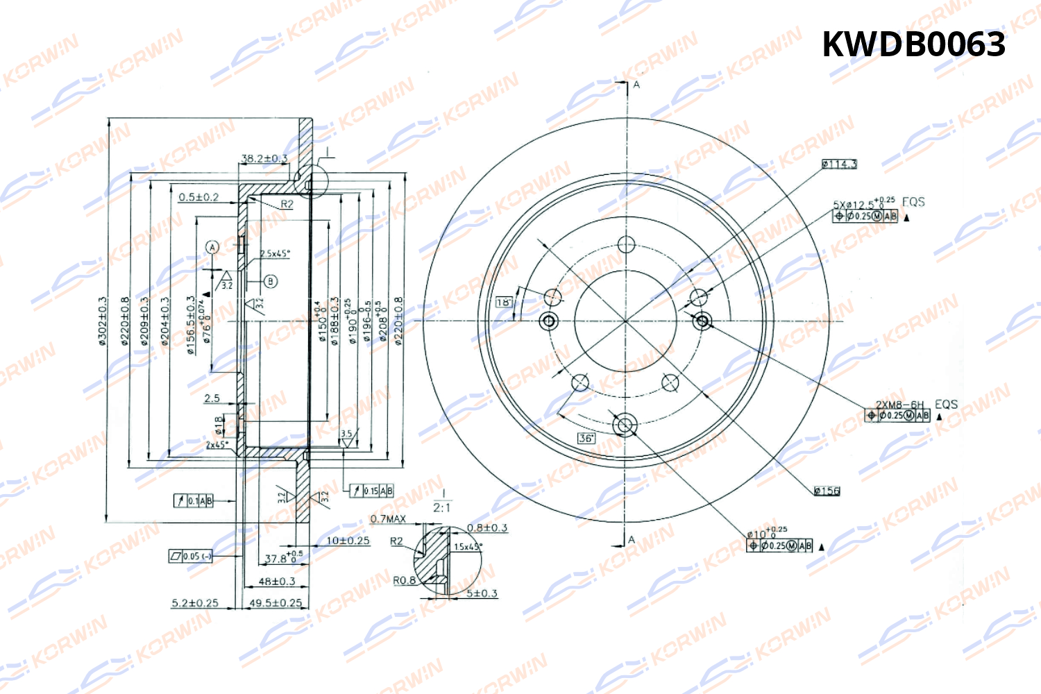 Диск тормозной KORWIN задний KWDB0063
