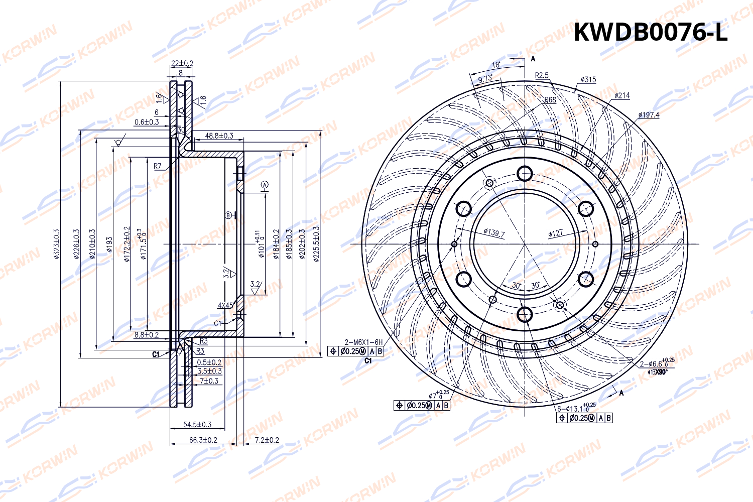 Диск тормозной KORWIN задний KWDB0076