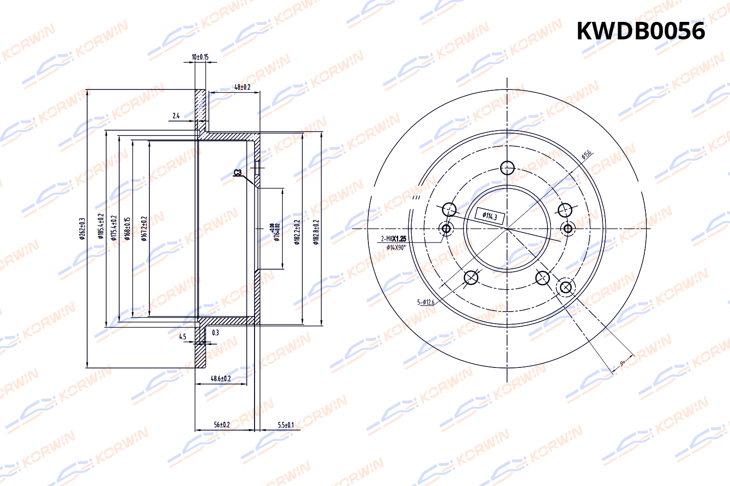 Диск тормозной KORWIN задний KWDB0056