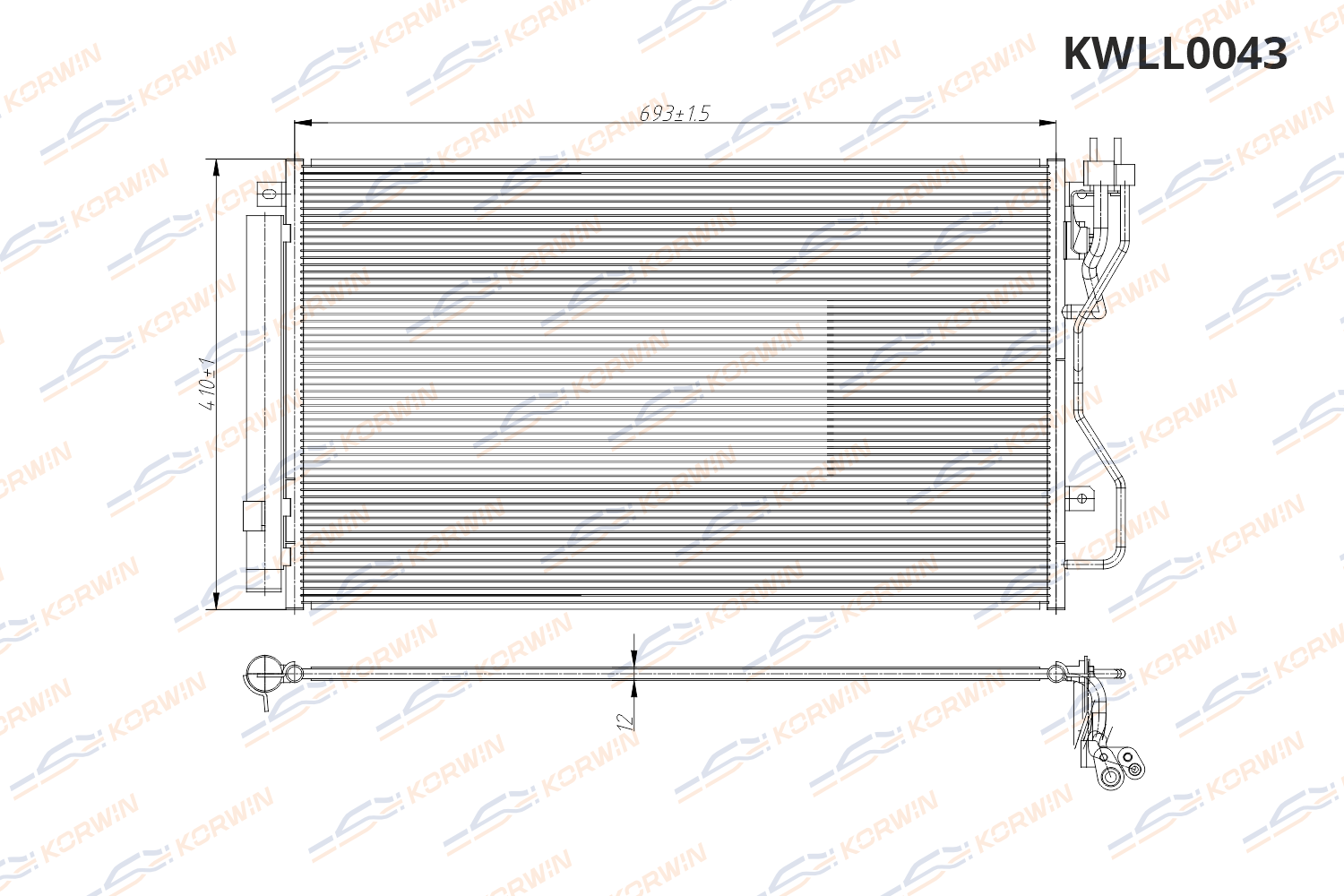 Радиатор кондиционера KORWIN KWLL0043