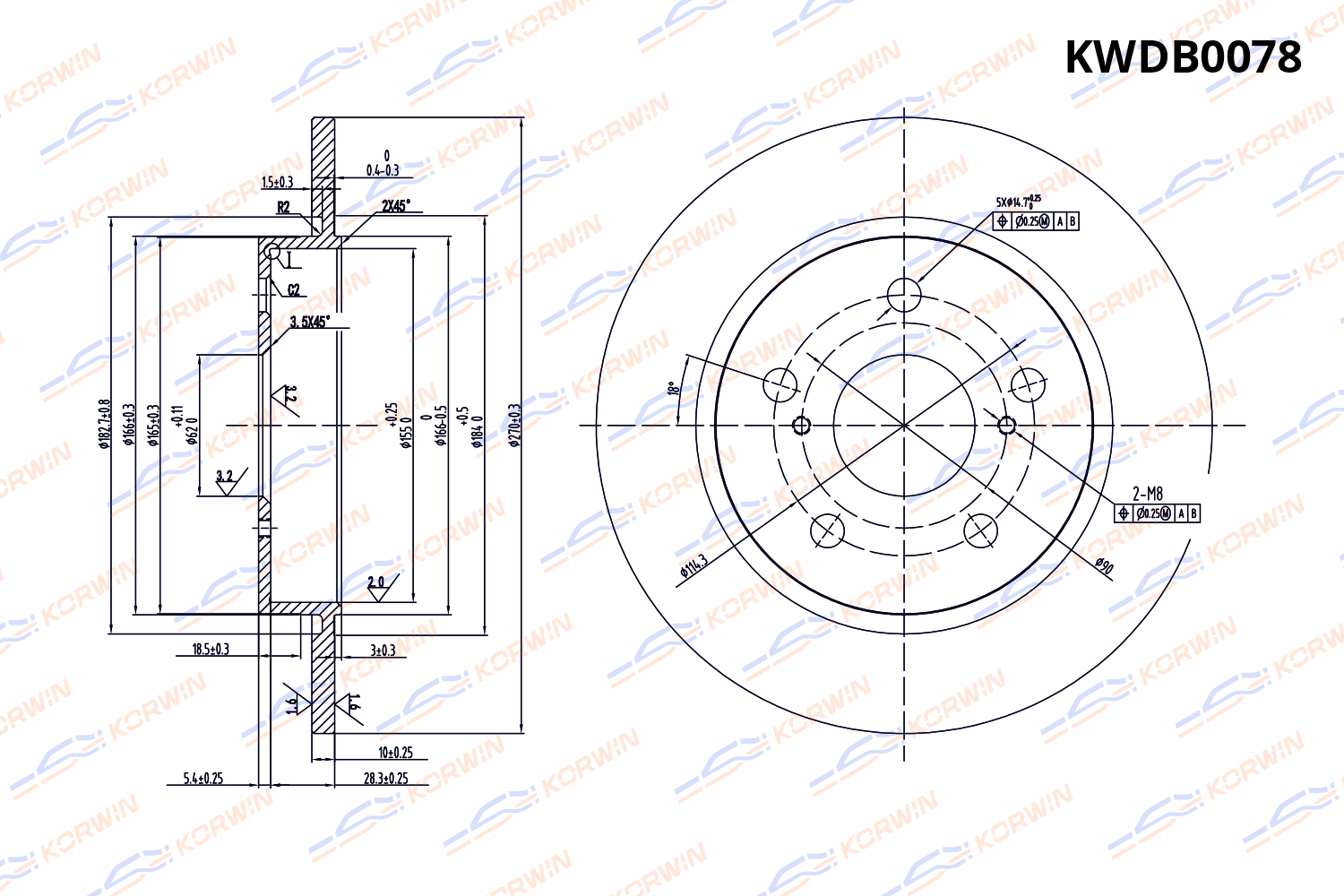 Диск тормозной KORWIN задний KWDB0078
