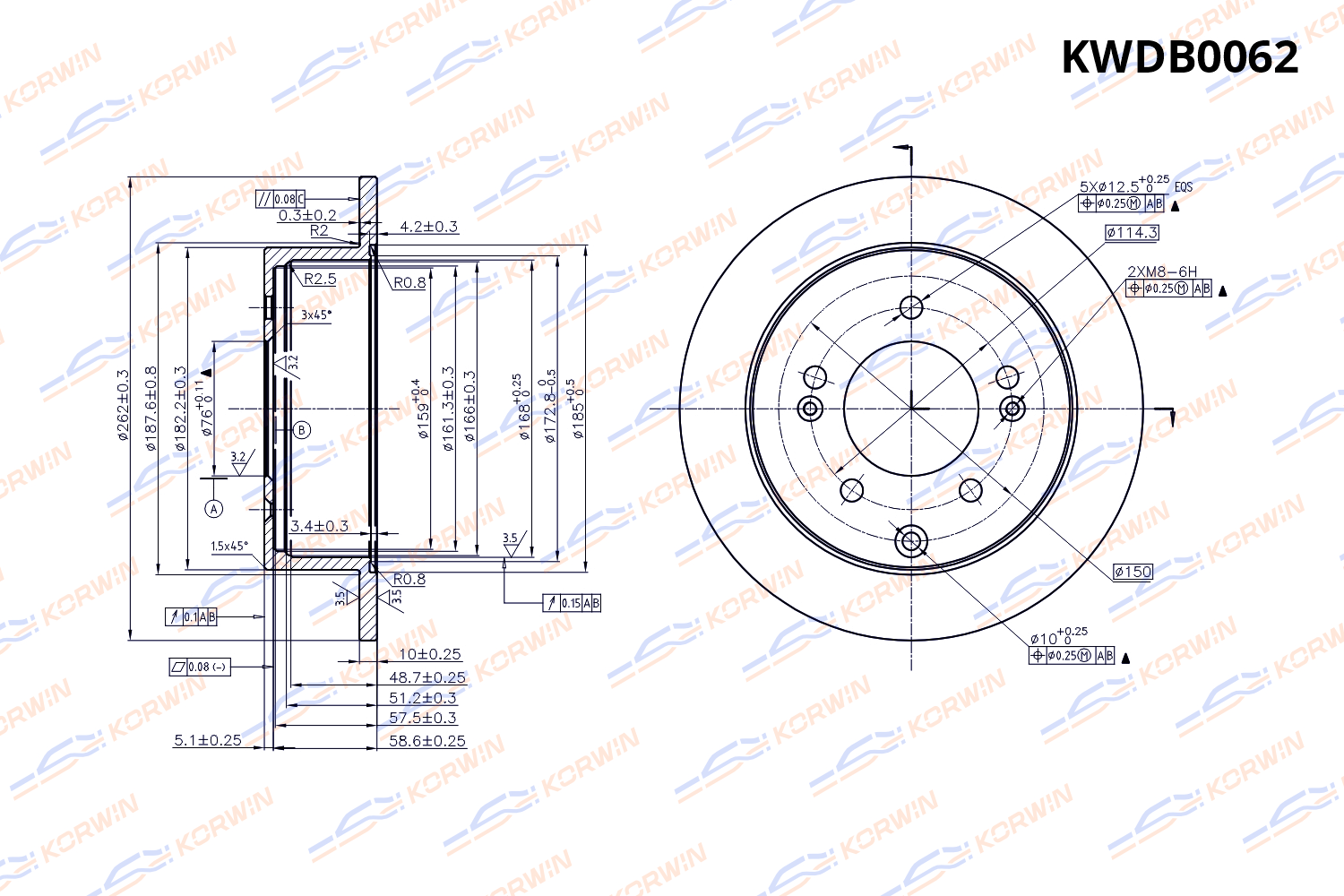 Диск тормозной KORWIN задний KWDB0062