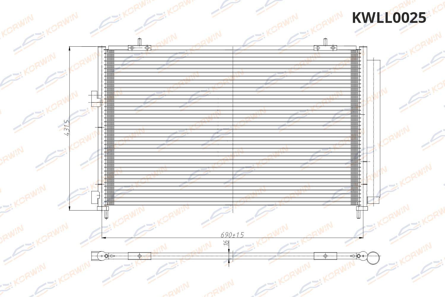 Радиатор кондиционера KORWIN KWLL0025