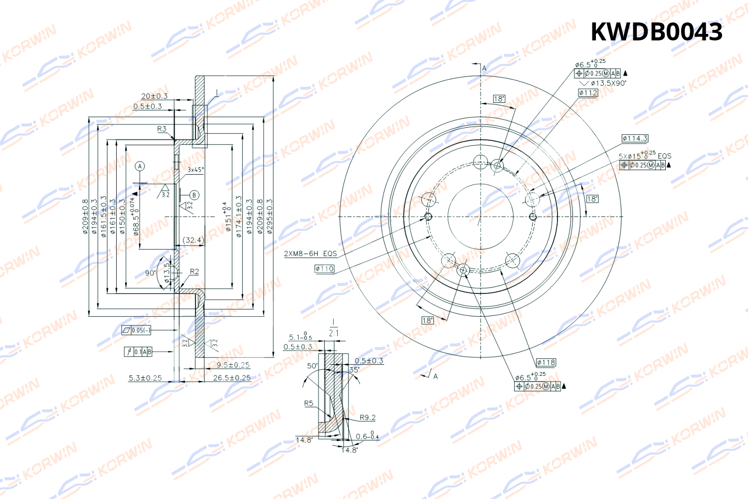 Диск тормозной KORWIN задний KWDB0043