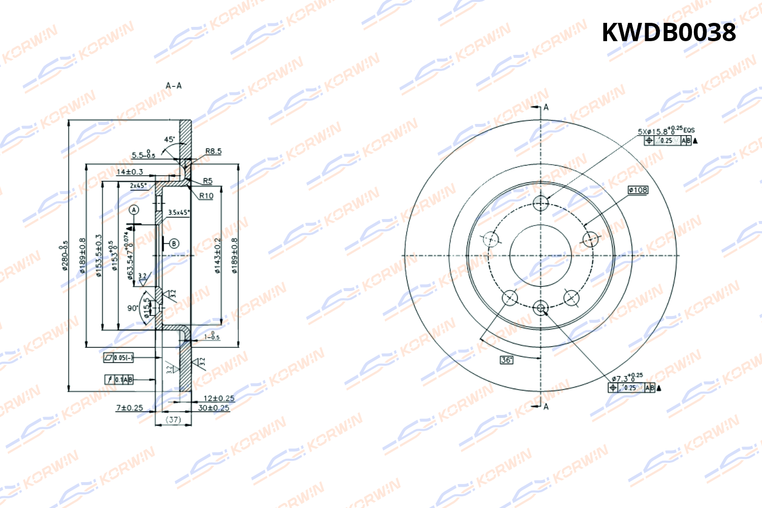 Диск тормозной KORWIN задний KWDB0038