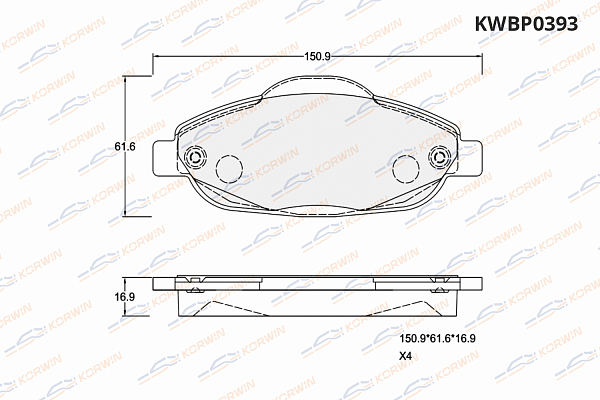 колодки тормозные дисковые korwin kwbp0393 оптом от производителя по низким ценам