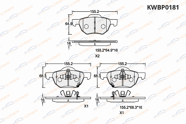 колодки тормозные дисковые korwin kwbp0181 оптом от производителя по низким ценам