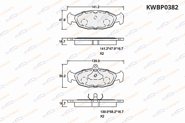 колодки тормозные дисковые korwin kwbp0382 оптом от производителя по низким ценам