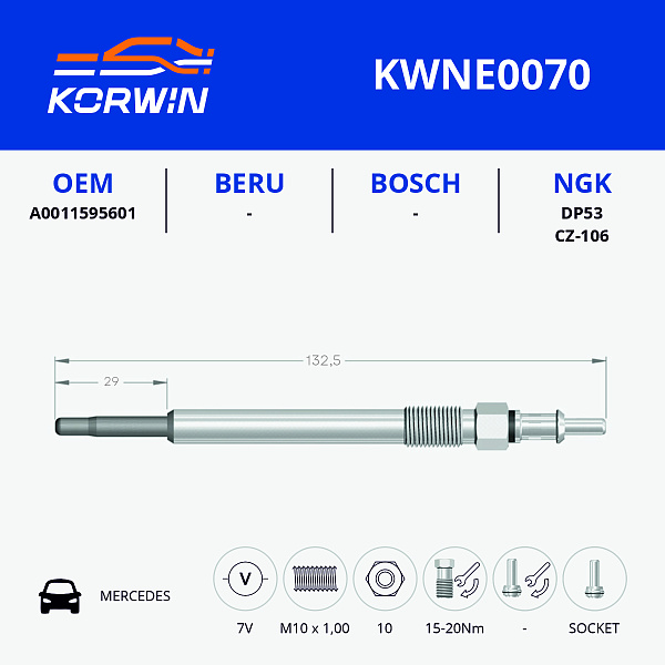 свеча накаливания korwin kwne0070 оптом от производителя по низким ценам