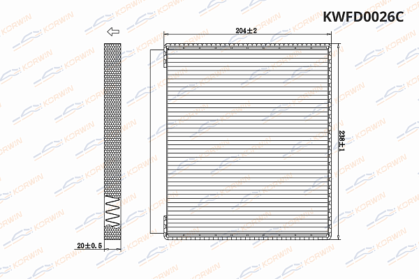 фильтр салонный угольный korwin kwfd0026c оптом от производителя по низким ценам